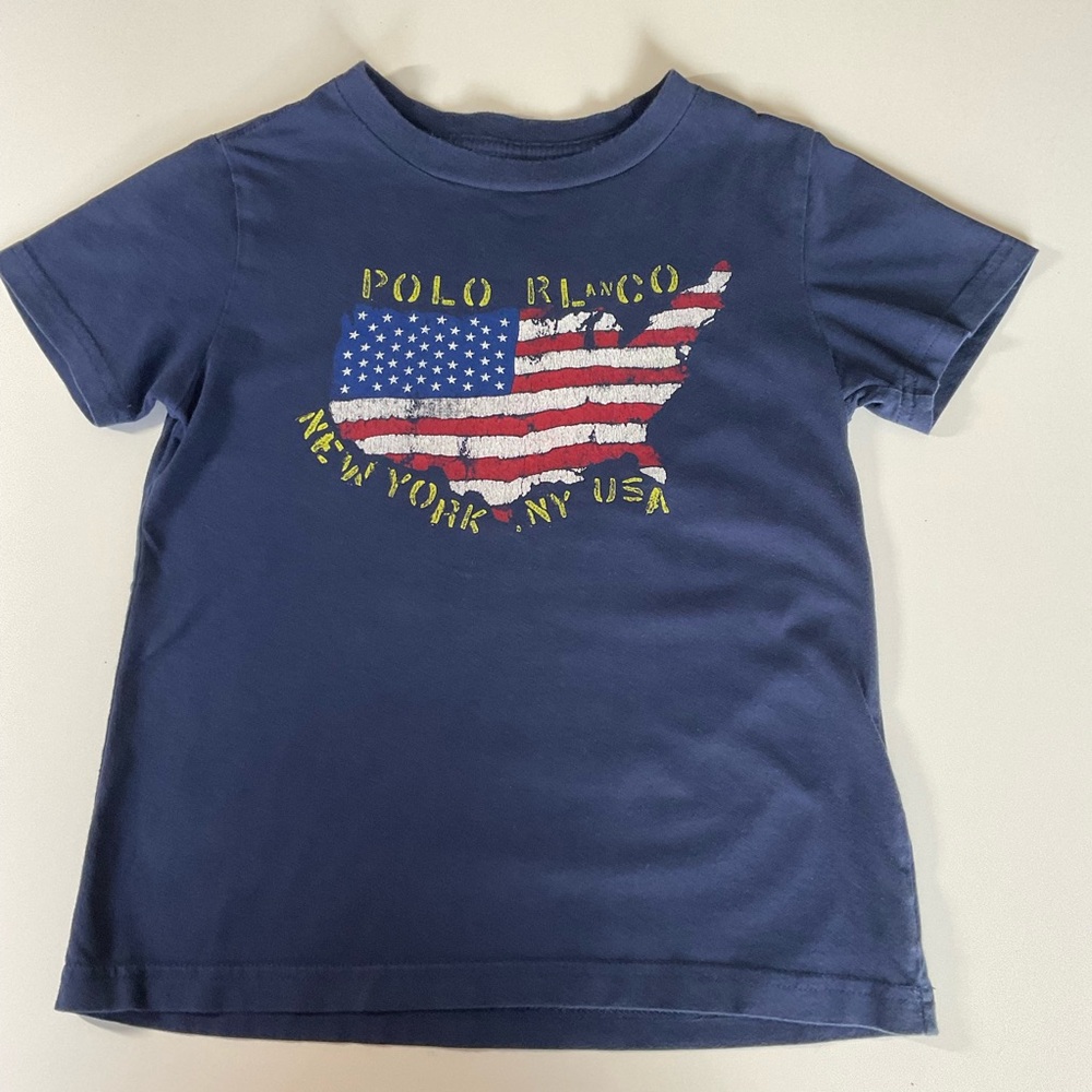 Ralph Lauren Polo Kids Navy Blue USA Map T-Shirt Size 6 Kids